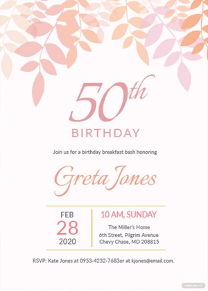 50th Birthday Breakfast Invitation Template