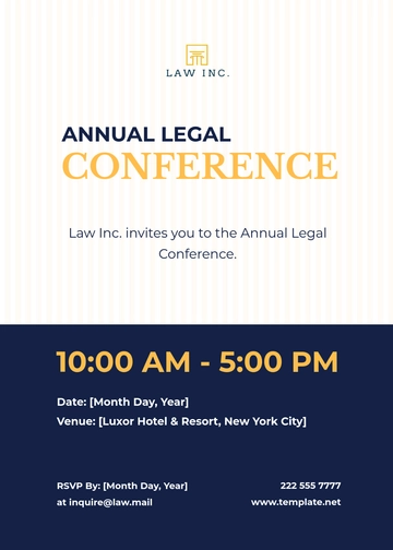 Free Annual Legal Conference Invitation Card Template to Edit Online