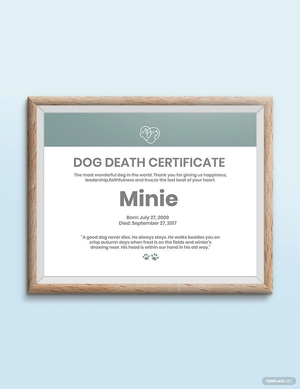 Dog Death Certificate Template