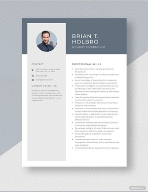 Security Receptionist Resume