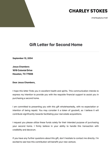 Free Gift Letter for Second Home Template to Edit Online