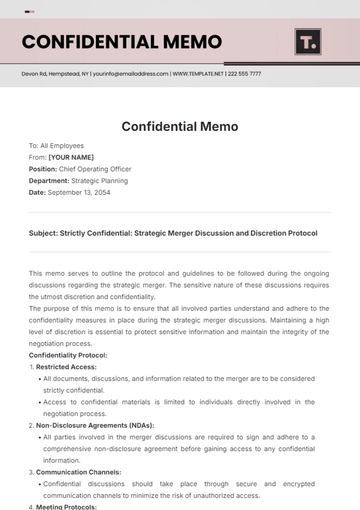 Free Confidential Memo Template to Edit Online