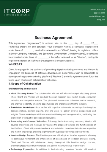 Free Business Agreement Template to Edit Online