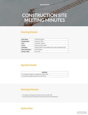 Construction Site Meeting Minutes Template