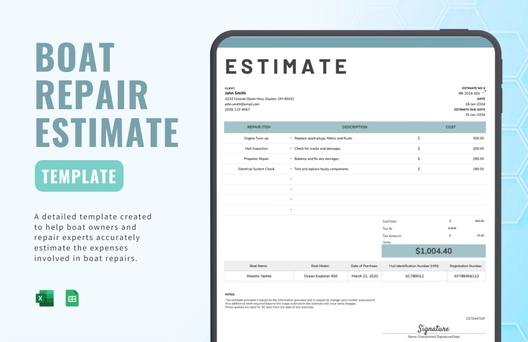Boat Repair Estimate Template