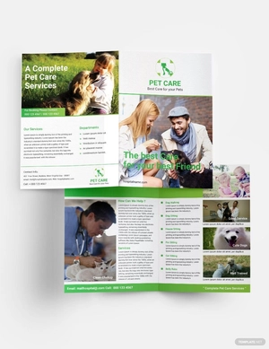 Pet Care Bi-fold Brochure Template