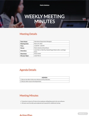 Sample Weekly Meeting Minutes Template
