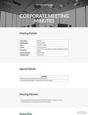 Simple Corporate Meeting Minutes Template