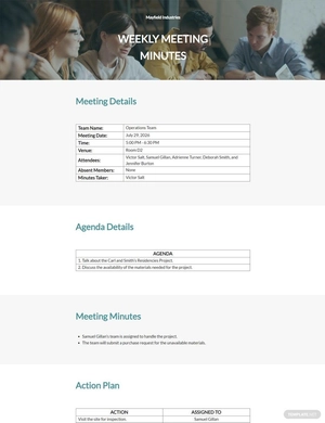Weekly Meeting Minutes Template