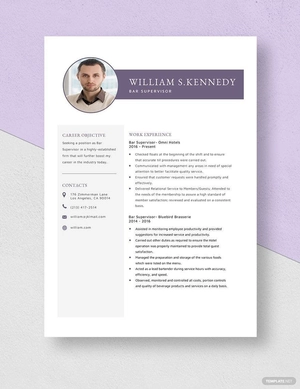 Bar Supervisor Resume