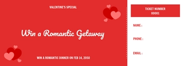 Free Valentines Raffle Ticket Template to Edit Online