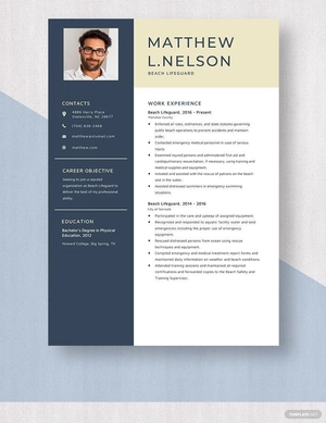 Beach Lifeguard Resume