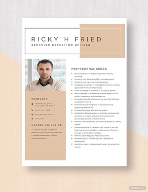 Behavior Detection Officer Resume