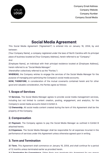 Free Social Media Agreement Template to Edit Online Free Social Media Agreement Template to Edit Online