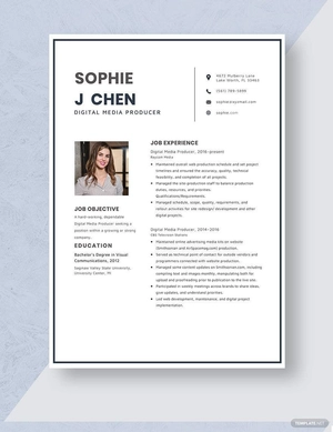 Digital Media Producer Resume