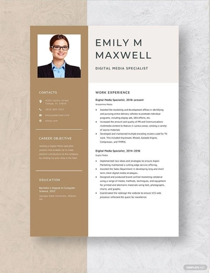 Digital Media Specialist Resume