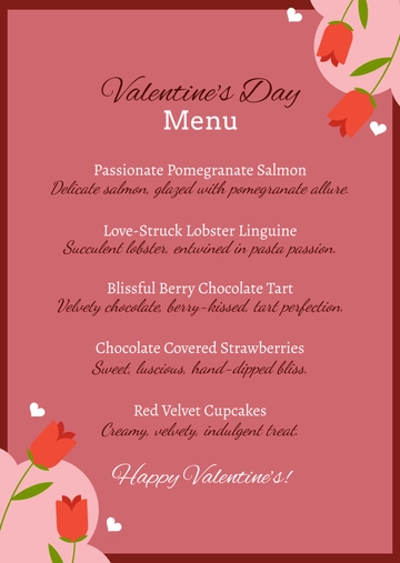 Free Valentines Menu Template to Edit Online