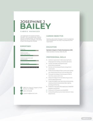 Fabric Manager Resume