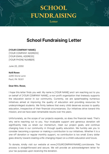 Free School Fundraising Letter Template to Edit Online