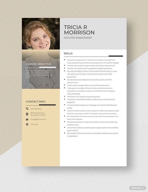 Facilities Management Resume