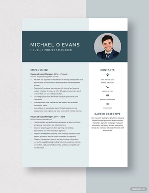 Housing Project Manager Resume