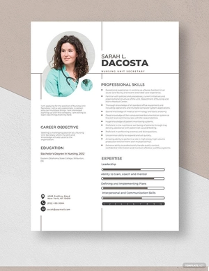 Nursing Unit Secretary Resume
