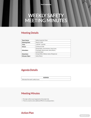 Weekly Safety Meeting Minutes Template