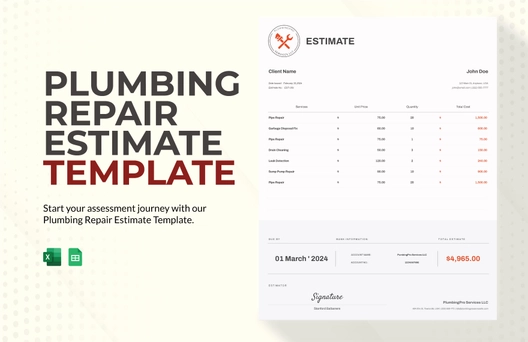 Plumbing Repair Estimate Template