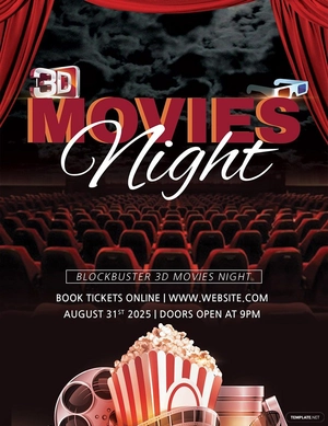 3D Movies Night Flyer Template