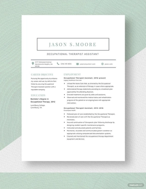 Occupational Therapist Assistant Resume