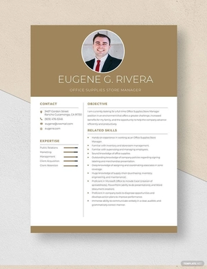 Office Supplies Store Manager Resume
