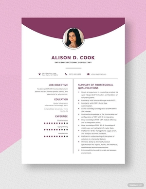 SAP CRM Functional Consultant Resume