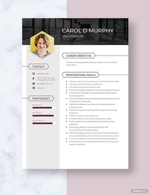 SAW Operator Resume