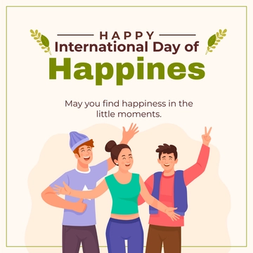 Free International Day of Happiness LinkedIn Post Template to Edit Online