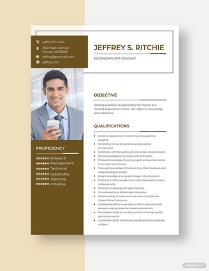 Secondary Art Teacher Resume