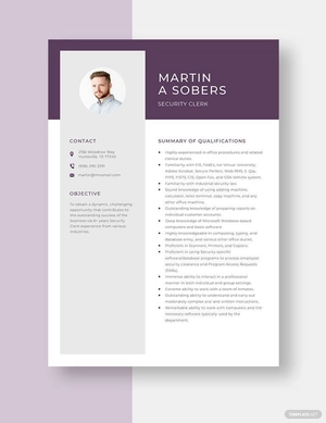 Security Clerk Resume