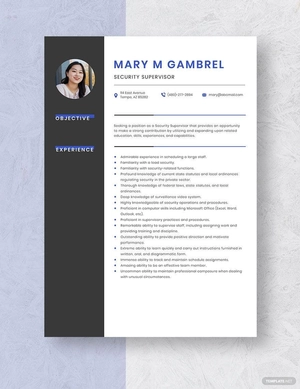 Security Supervisor Resume