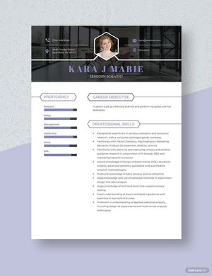 Sensory Scientist Resume