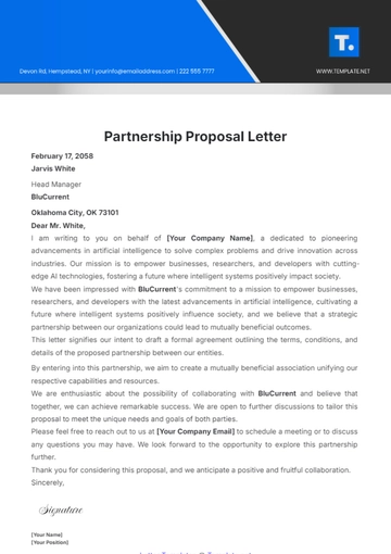 Free Partnership Proposal Letter Template to Edit Online