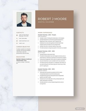 Hospital Volunteer Resume