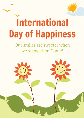 Free International Day of Happiness Invitation Card Template to Edit Online