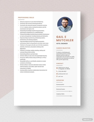 Hotel Engineer Resume
