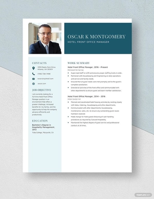 Hotel Front Office Manager Resume