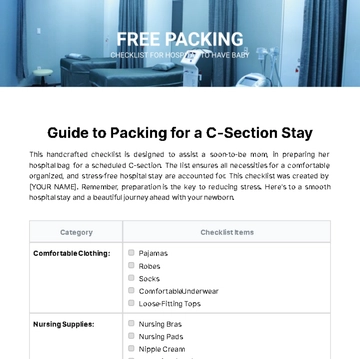 Free Packing Checklist Template For Hospital To Have Baby to Edit Online