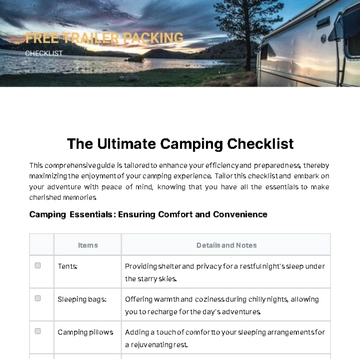 Free Trailer Packing Checklist Template to Edit Online