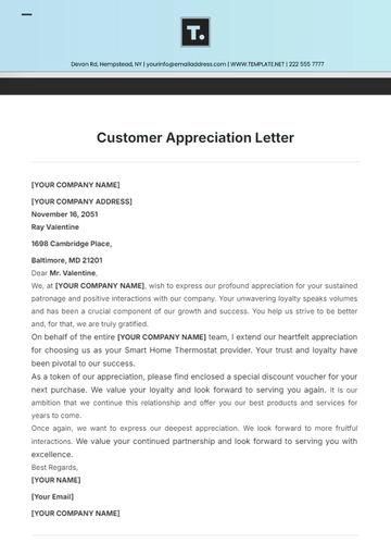Free Printable Customer Appreciation Letter Template to Edit Online