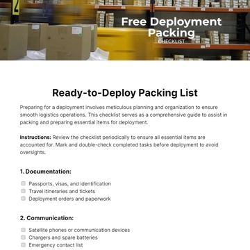Free Deployment Packing Checklist Template to Edit Online