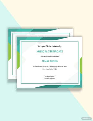 School/ College Leave Medical Certificate Template From Doctor