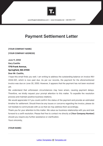 Free Payment Settlement Letter Template to Edit Online