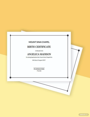 Simple Baptism Certificate Template